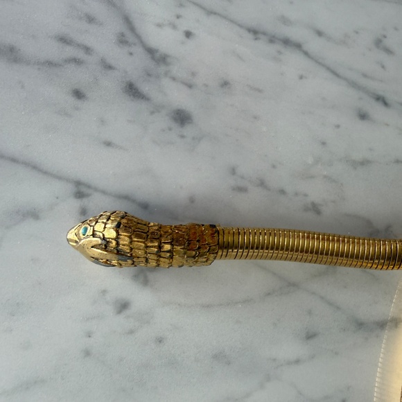 Serpent Omega Chain Snake Belt | Vintage Gold Stretch Belt | Blue Eyes main image 6